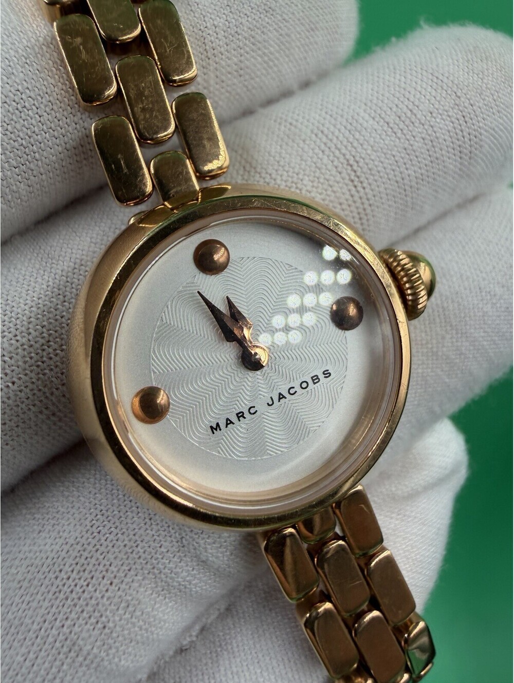 NWT Marc Jacobs MJ3458 Courtney Mother Of Pearl Dial Women's Watch/New Battery